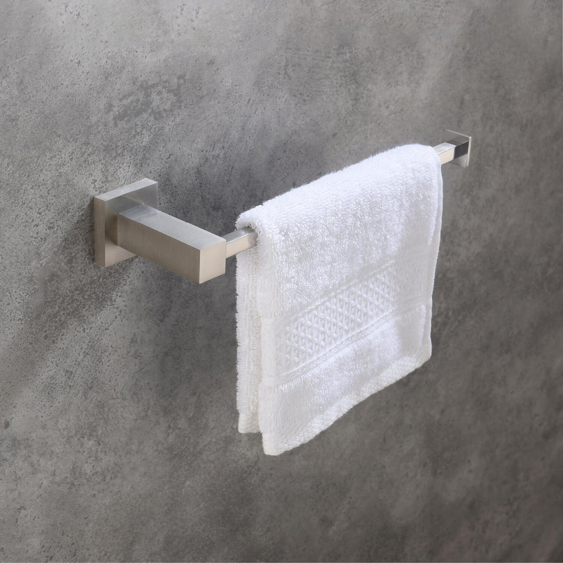 KIBI Cube 10" Brass Bathroom Towel Ring in Brushed Nickel Finish