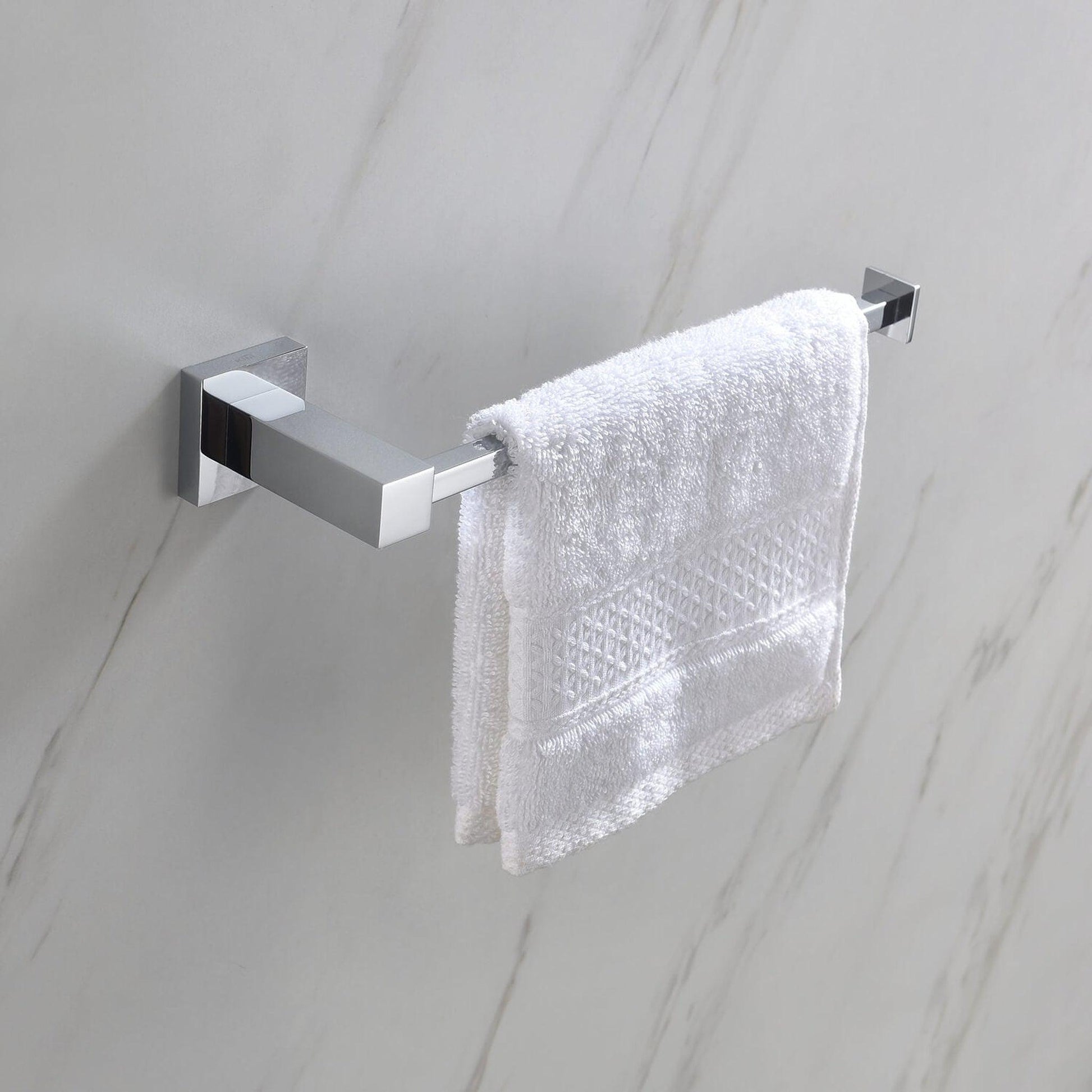 KIBI Cube 10" Brass Bathroom Towel Ring in Chrome Finish
