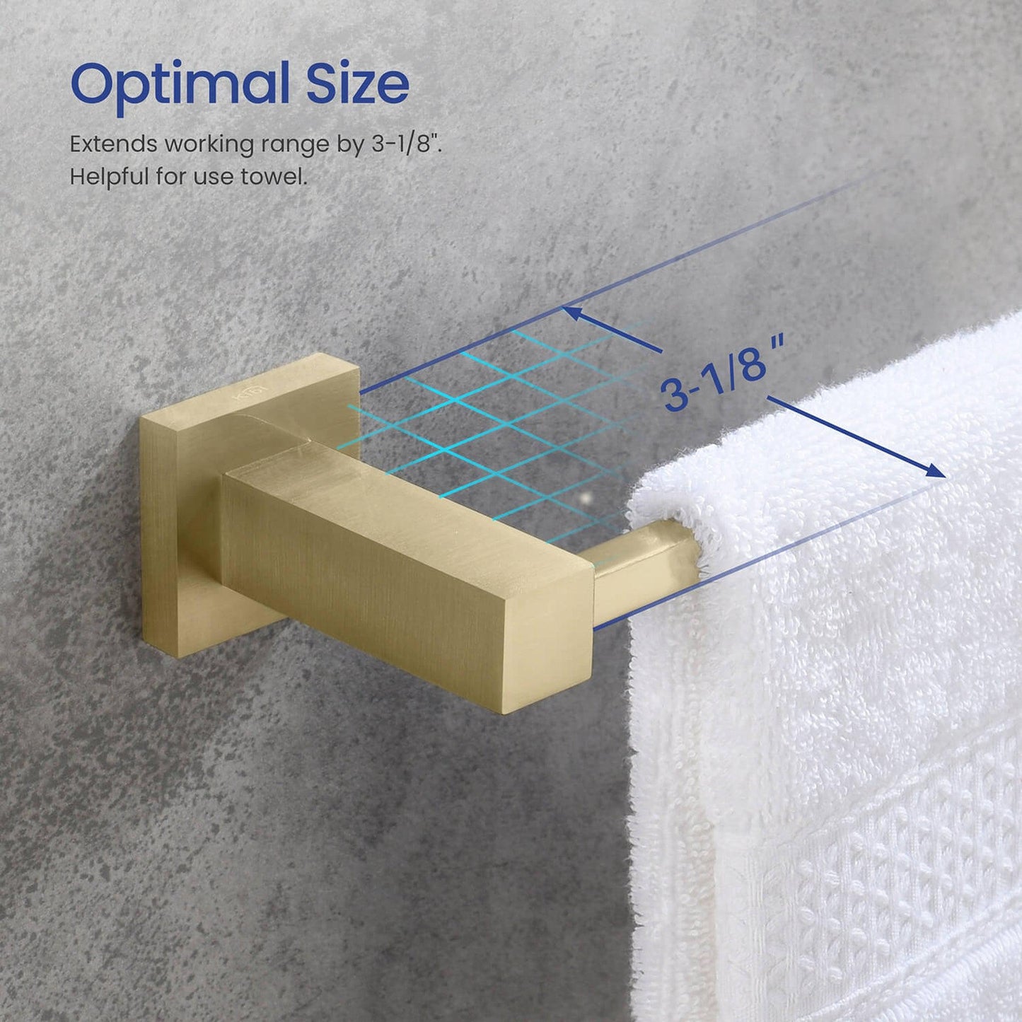 KIBI Cube 18" Brass Bathroom Towel Bar in Brushed Gold Finish