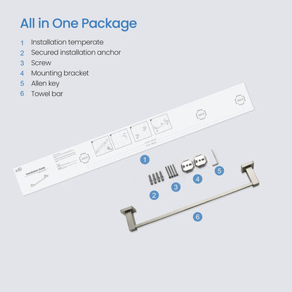 KIBI Cube 18" Brass Bathroom Towel Bar in Brushed Nickel Finish