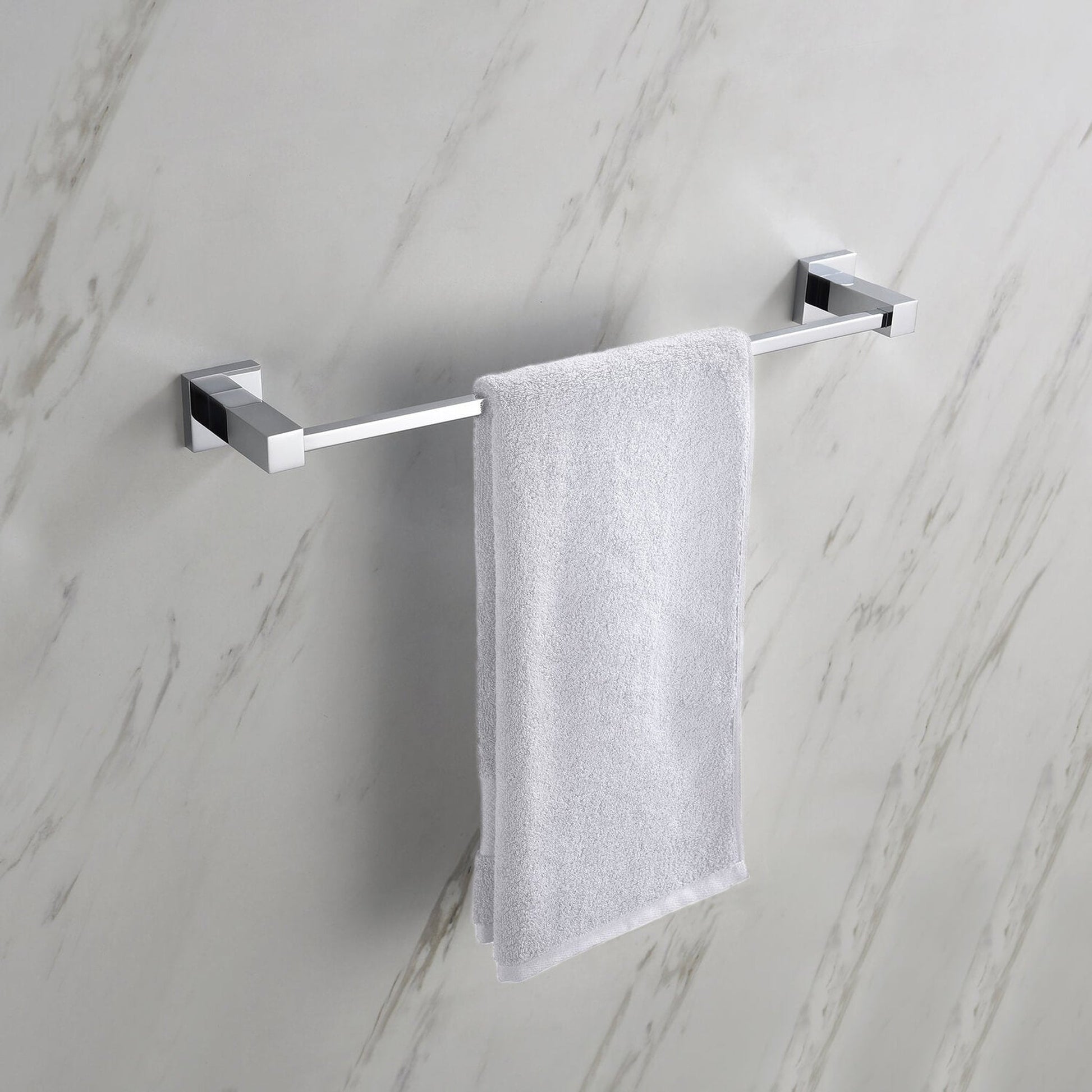 KIBI Cube 18" Brass Bathroom Towel Bar in Chrome Finish