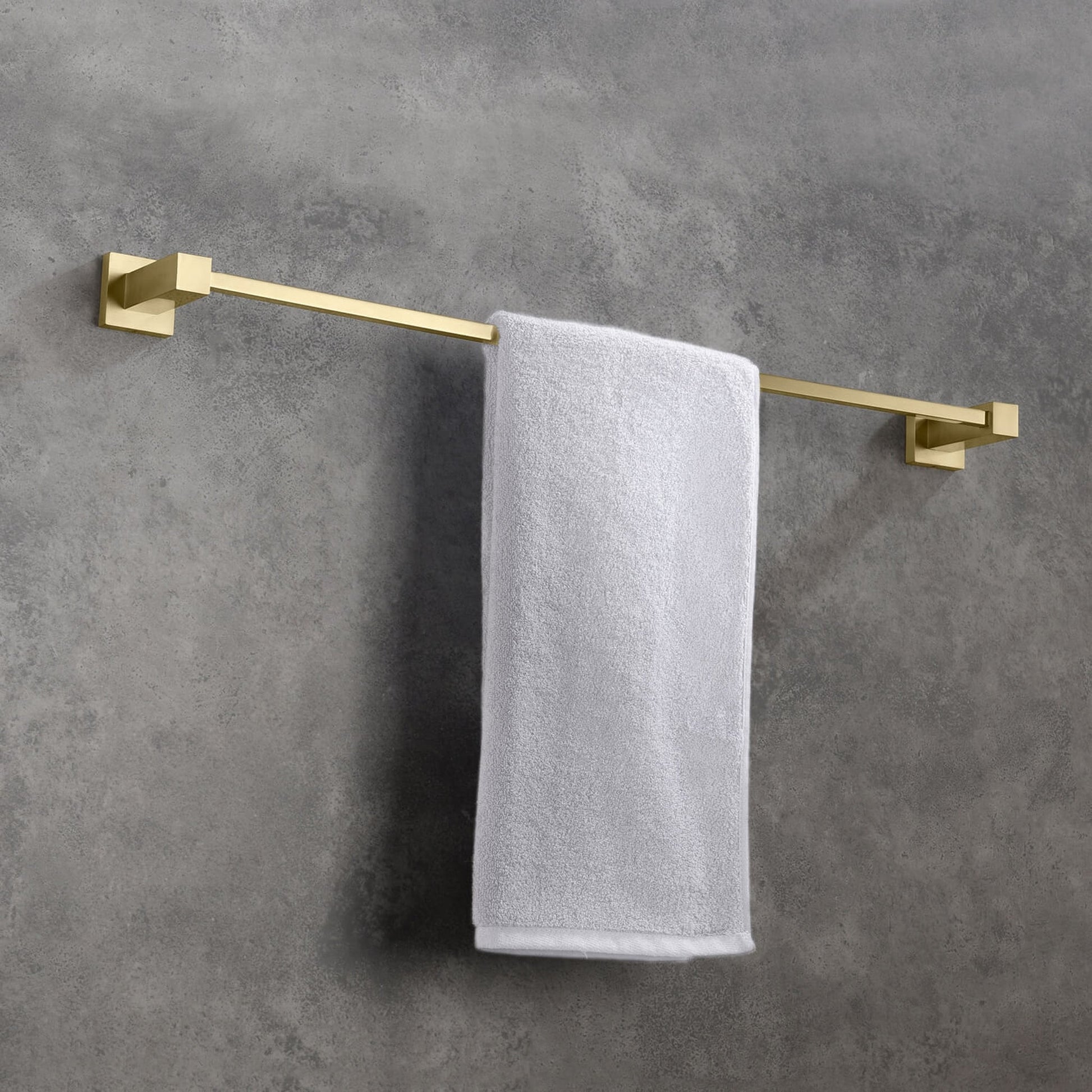 KIBI Cube 24" Brass Bathroom Towel Bar in Brushed Gold Finish