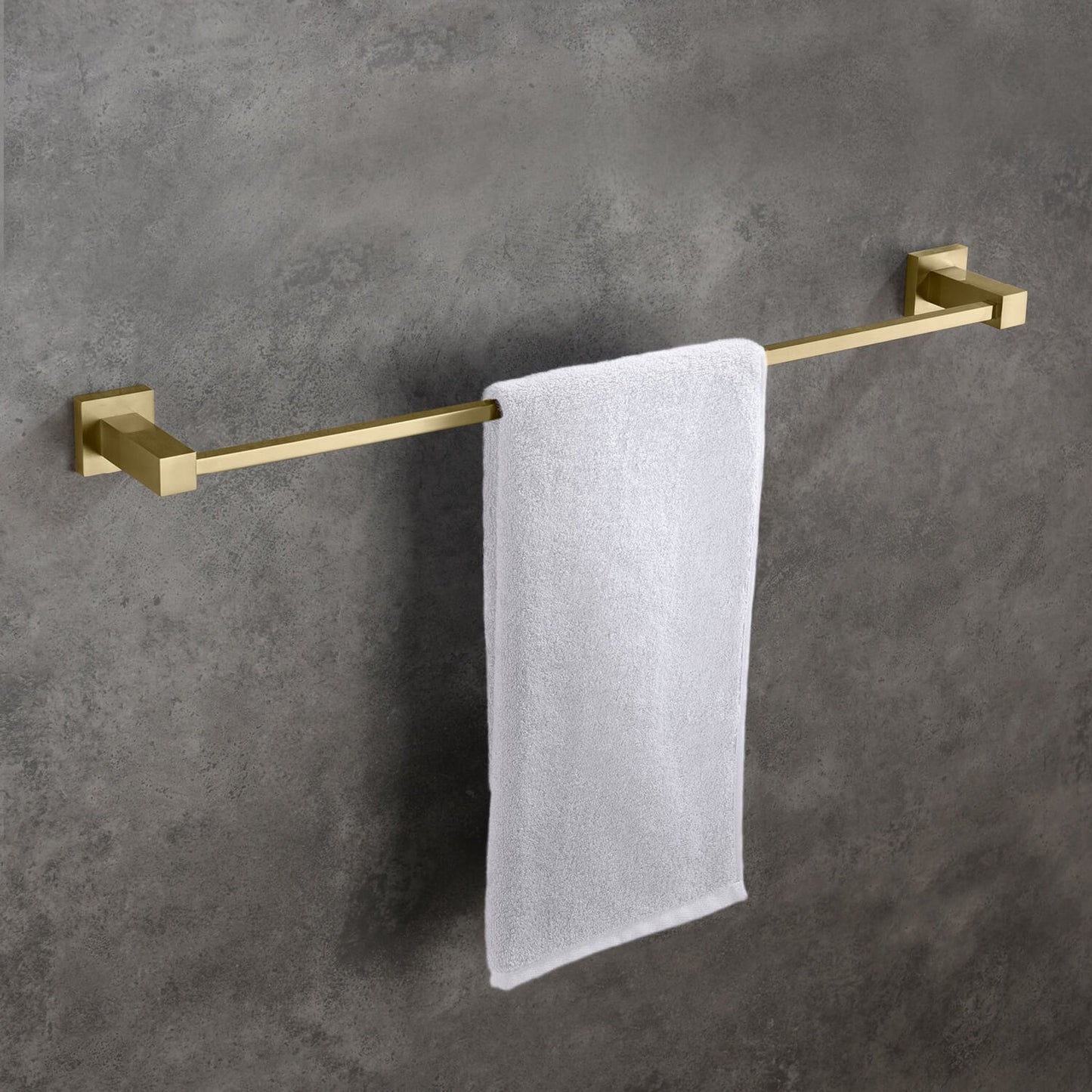 KIBI Cube 24" Brass Bathroom Towel Bar in Brushed Gold Finish
