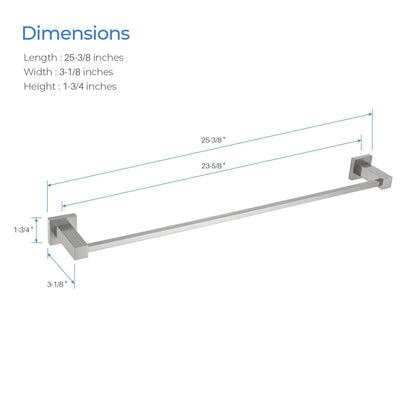 KIBI Cube 24" Brass Bathroom Towel Bar in Brushed Nickel Finish