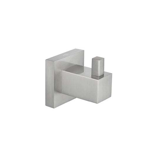 KIBI Cube Brass Bathroom Robe Hook in Brushed Nickel Finish