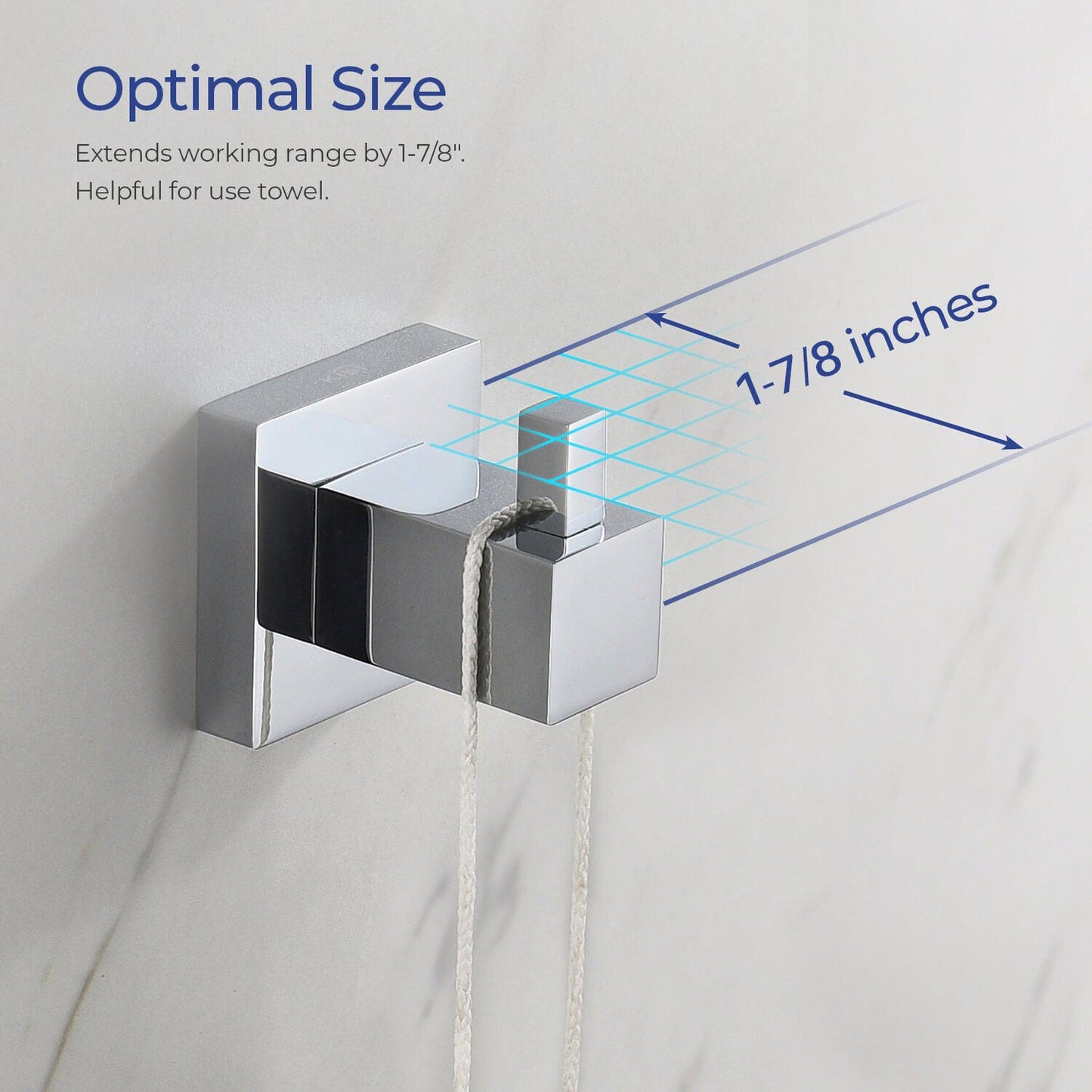 KIBI Cube Brass Bathroom Robe Hook in Chrome Finish