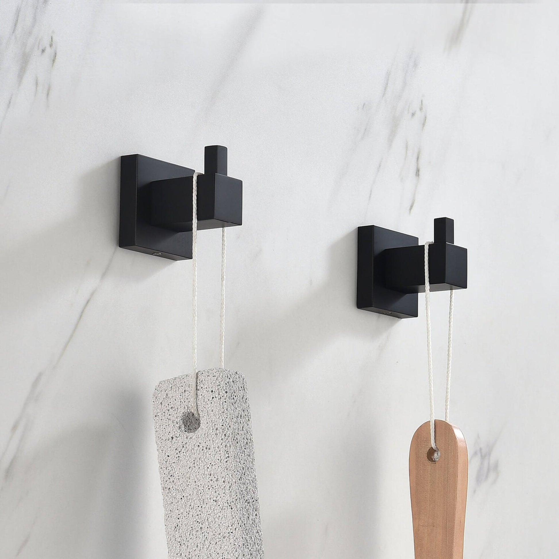 KIBI Cube Brass Bathroom Robe Hook in Matte Black Finish