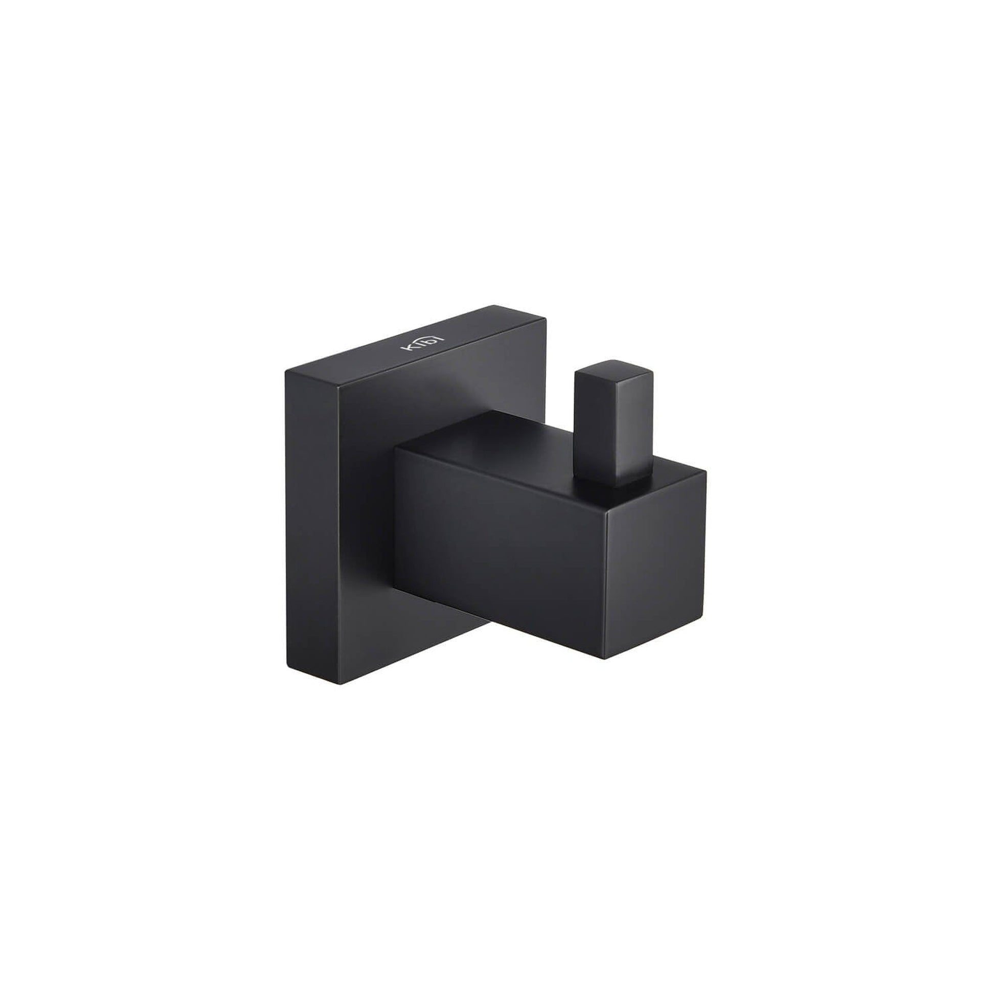 KIBI Cube Brass Bathroom Robe Hook in Matte Black Finish