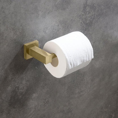 KIBI Cube Brass Bathroom Tissue Holder in Brushed Gold Finish