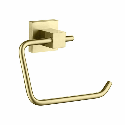 KIBI Cube Brass Bathroom Toilet Paper Holder in Brushed Gold Finish