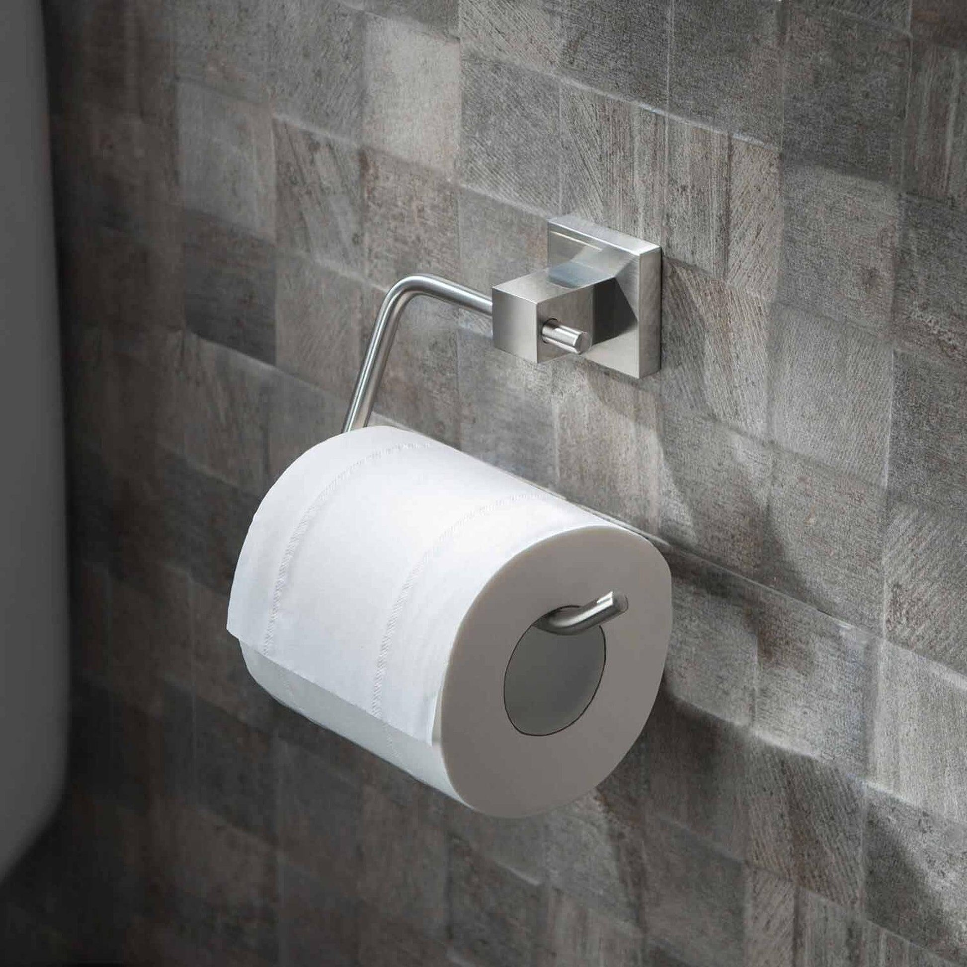 KIBI Cube Brass Bathroom Toilet Paper Holder in Brushed Nickel Finish