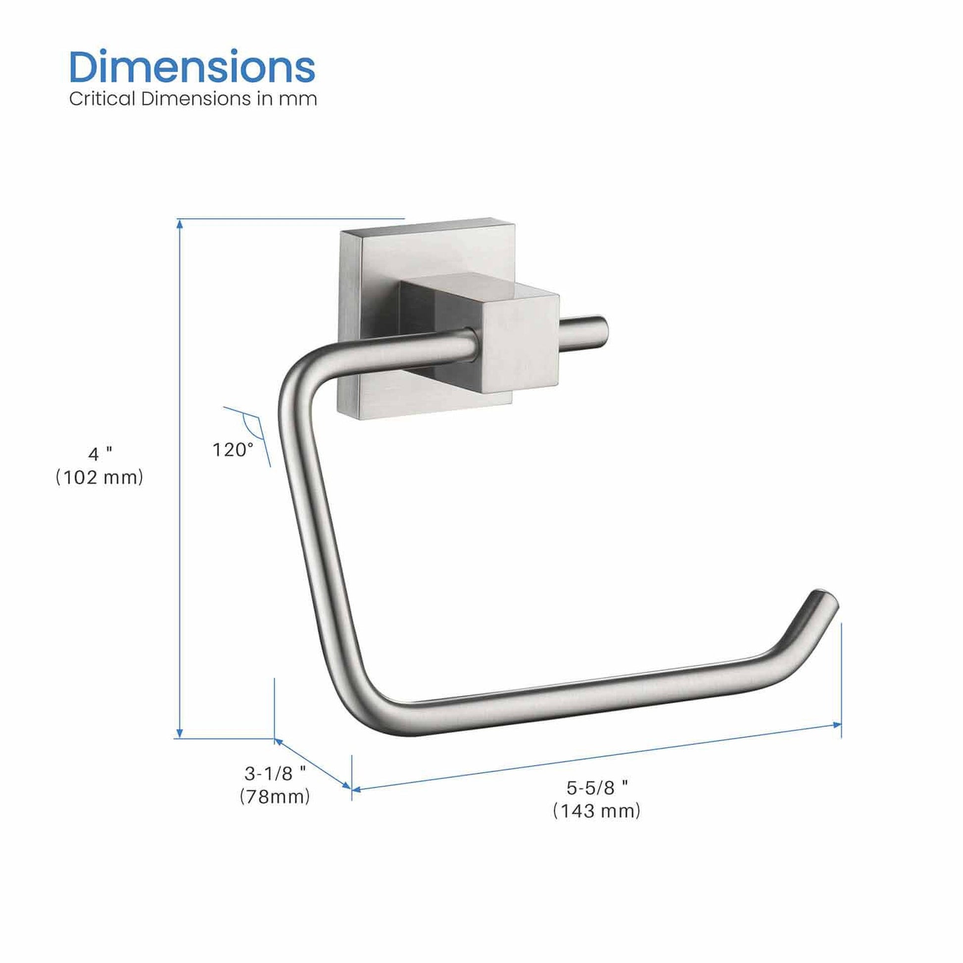 KIBI Cube Brass Bathroom Toilet Paper Holder in Brushed Nickel Finish