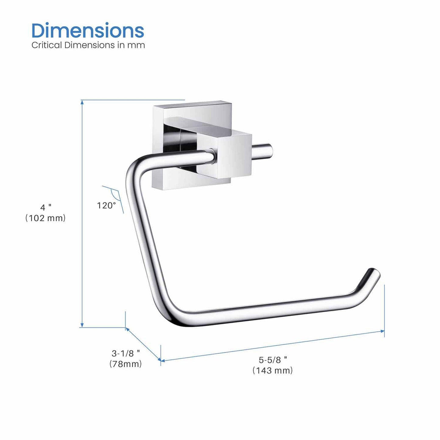 KIBI Cube Brass Bathroom Toilet Paper Holder in Chrome Finish