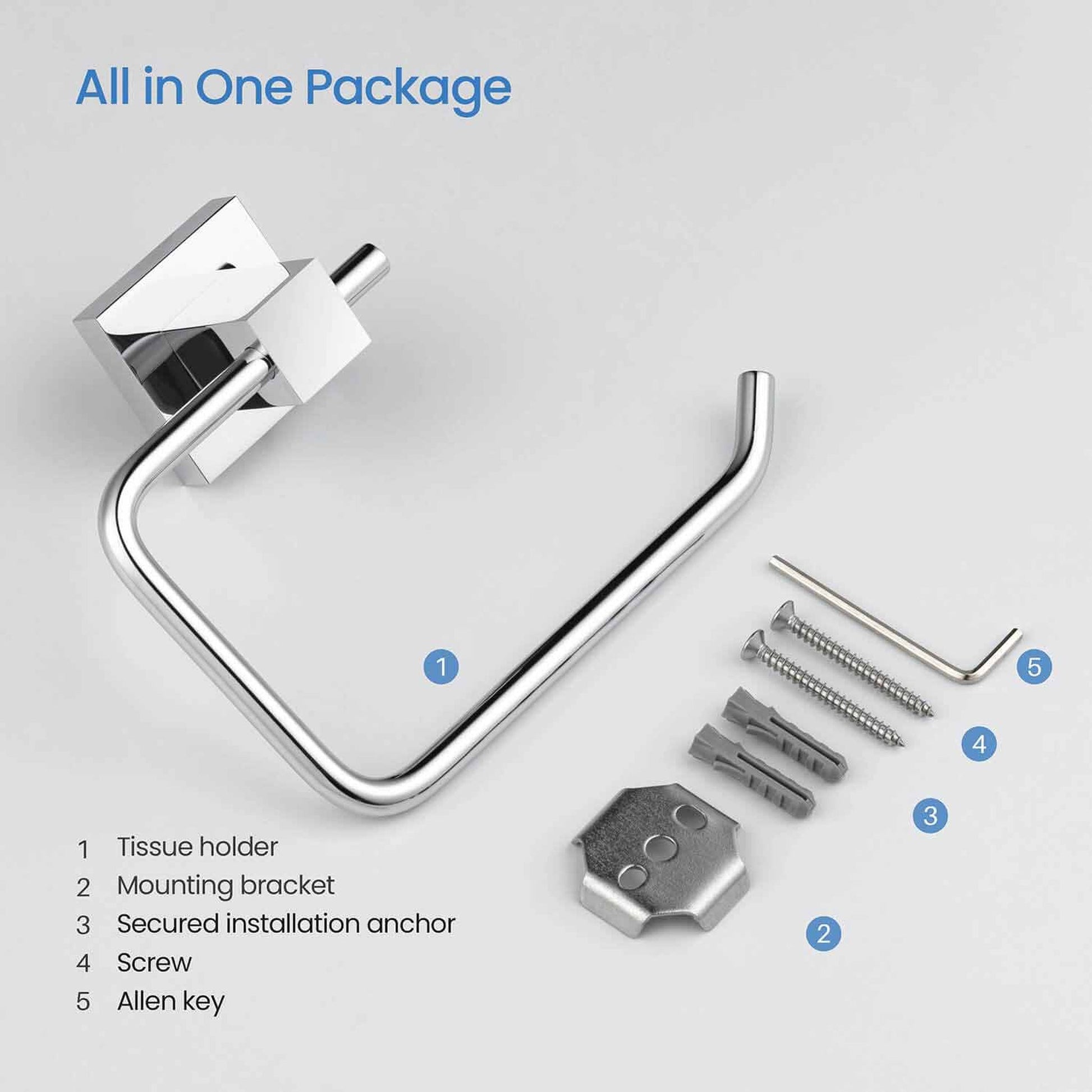 KIBI Cube Brass Bathroom Toilet Paper Holder in Chrome Finish