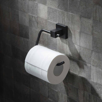 KIBI Cube Brass Bathroom Toilet Paper Holder in Matte Black Finish
