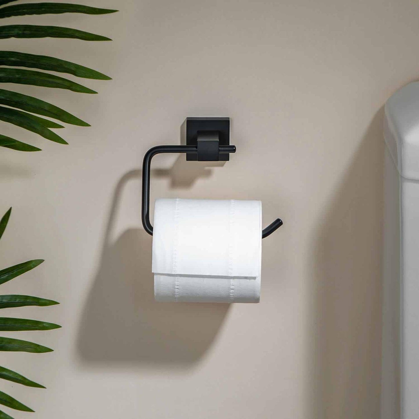 KIBI Cube Brass Bathroom Toilet Paper Holder in Matte Black Finish