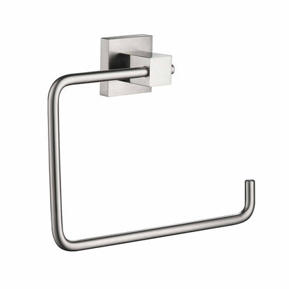 KIBI Cube Brass Bathroom Towel Ring in Brushed Nickel Finish