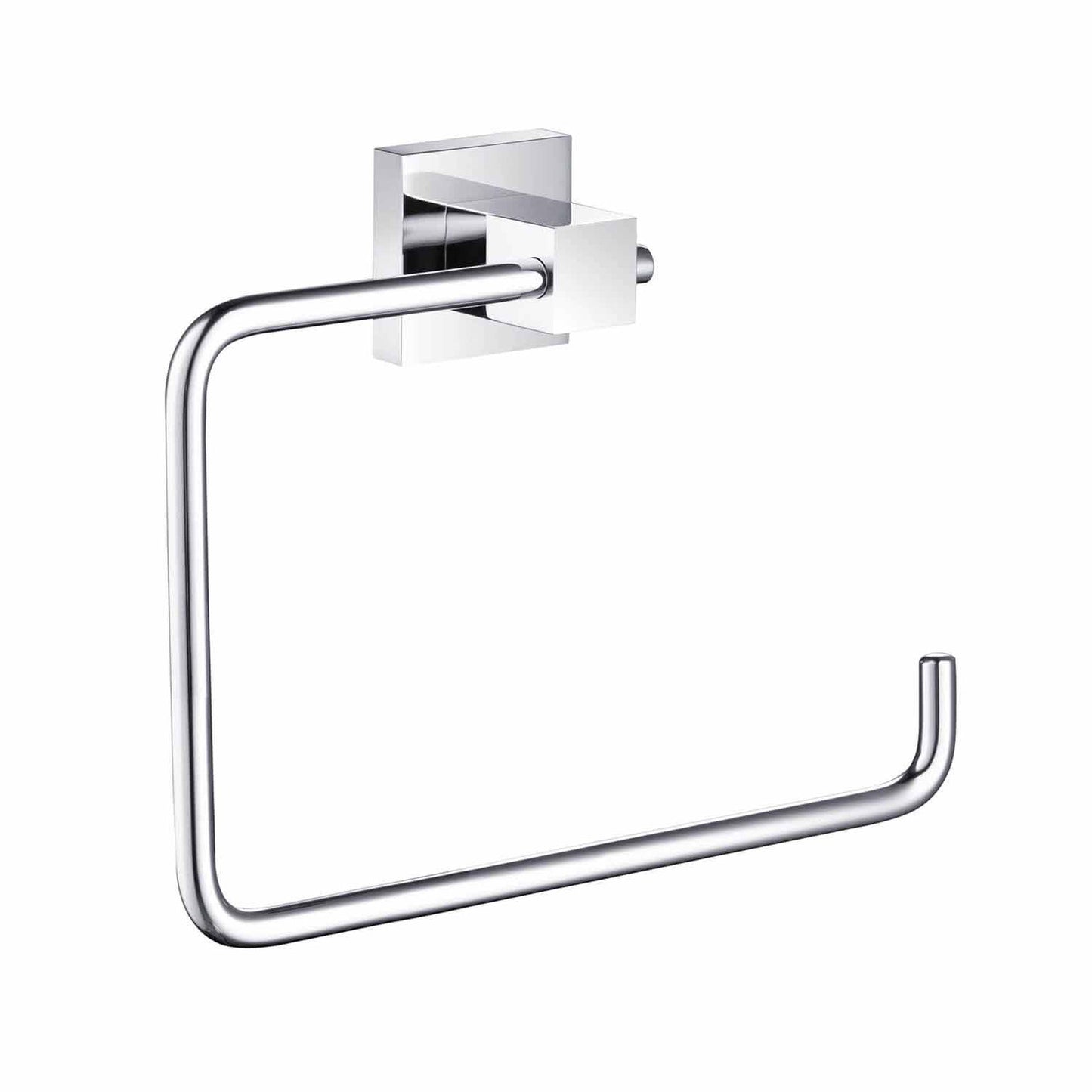 KIBI Cube Brass Bathroom Towel Ring in Chrome Finish