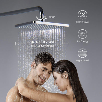 KIBI Cube Shower Column With Dual Function Shower Head in Chrome Finish