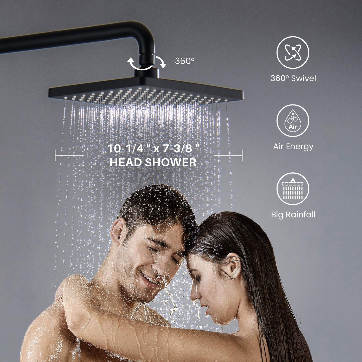 KIBI Cube Shower Column With Dual Function Shower Head in Matte Black Finish