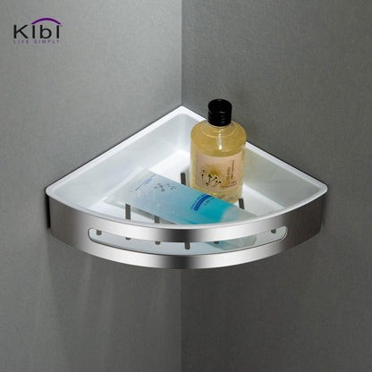KIBI Deco 8" x 2" Bathroom Corner Basket in Chrome Finish