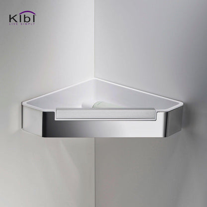 KIBI Deco 9" x 2" Bathroom Corner Basket in Chrome Finish