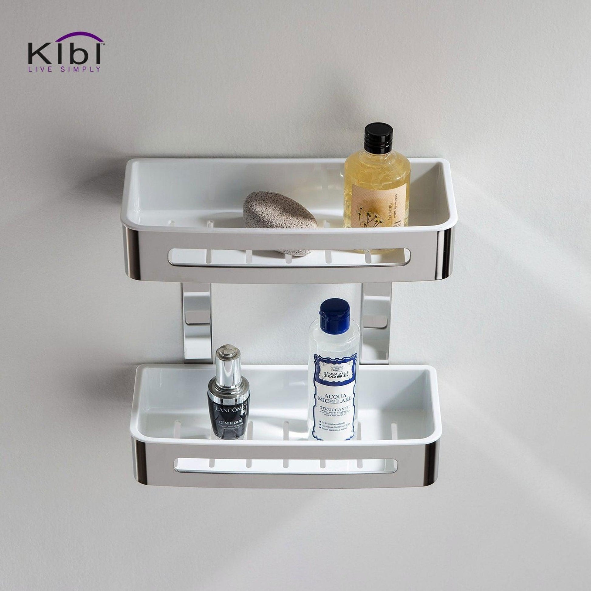 KIBI Deco Bathroom Double Shower Basket in Chrome Finish