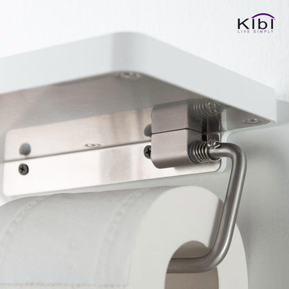 KIBI Deco Bathroom Tissue Holder With Shelf and Hook in Brushed Nickel Finish