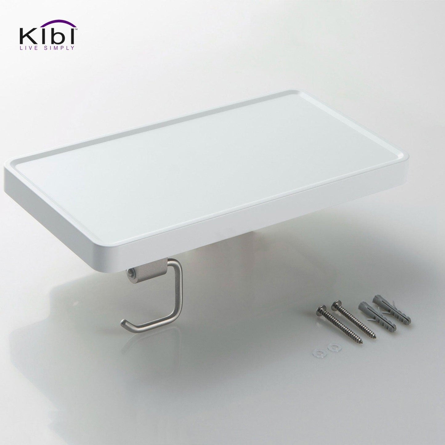 KIBI Deco Bathroom Tissue Holder With Shelf and Hook in Brushed Nickel Finish