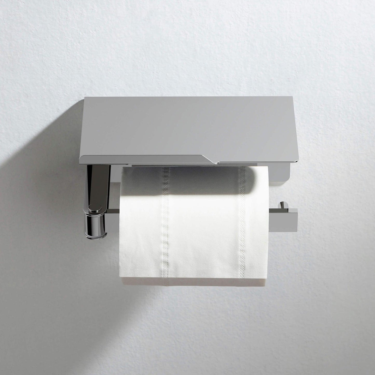 KIBI Deco Bathroom Toilet Paper Holder With Platform in Chrome Finish