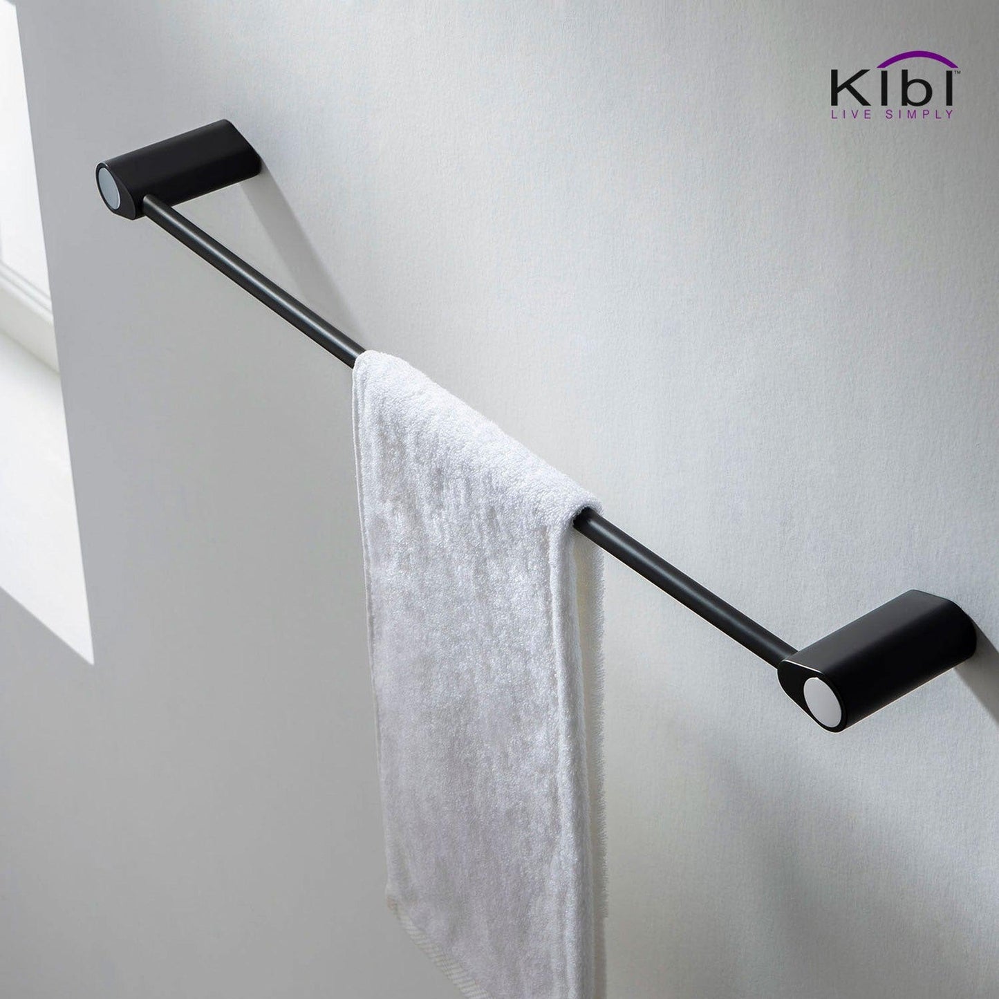 KIBI Volcano 24" Brass Bathroom Towel Bar in Chrome Black Finish