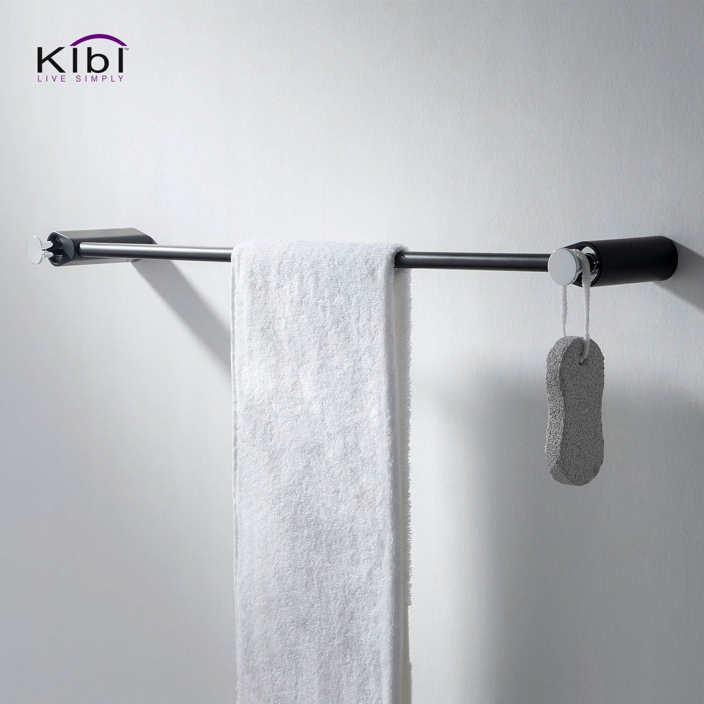 KIBI Volcano 24" Brass Bathroom Towel Bar in Chrome Black Finish