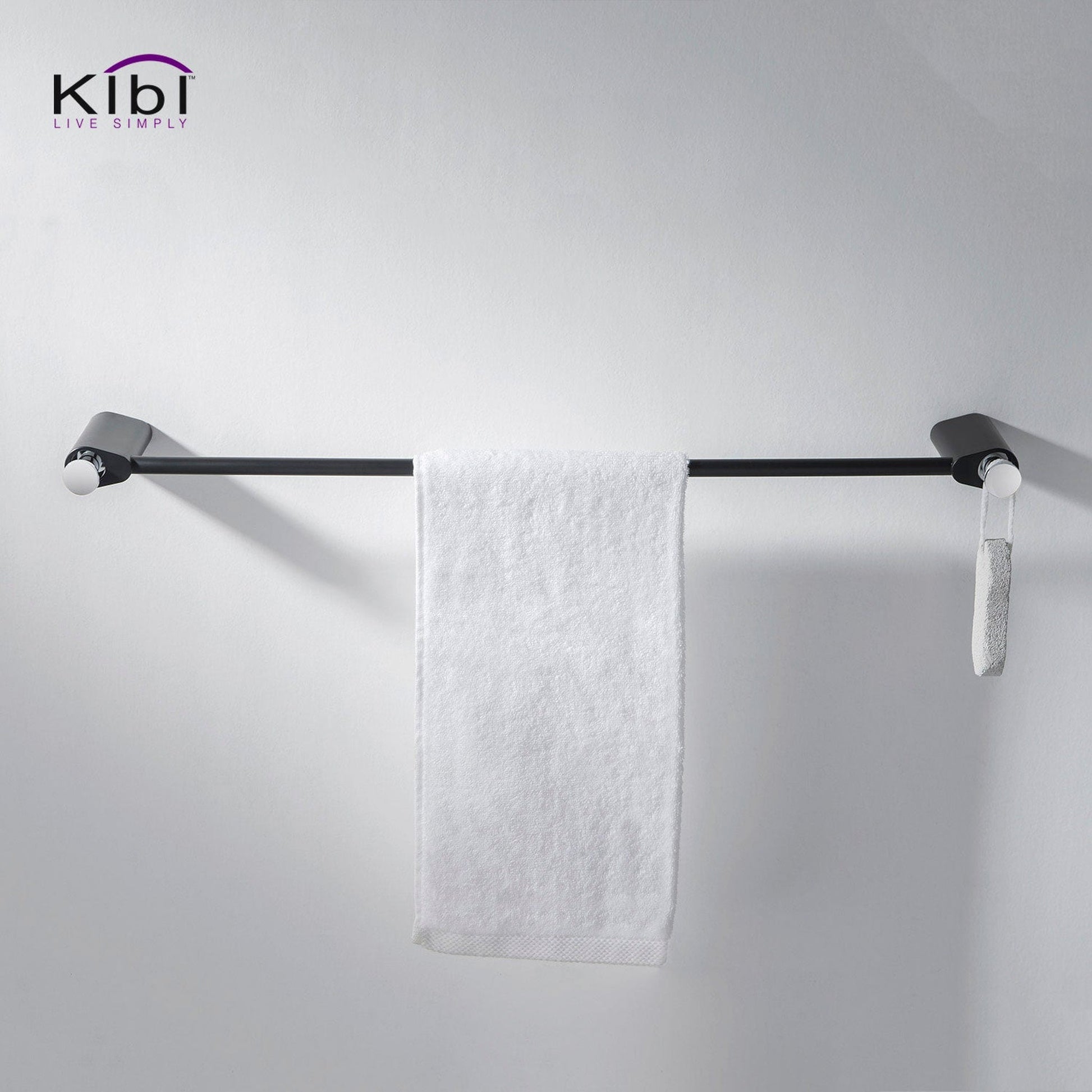 KIBI Volcano 24" Brass Bathroom Towel Bar in Chrome Black Finish