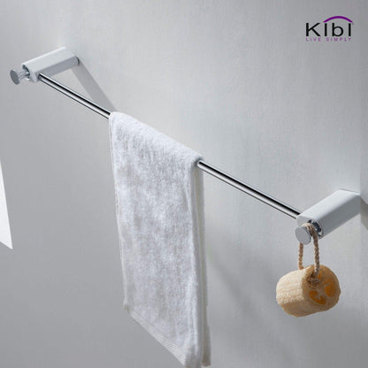 KIBI Volcano 24" Brass Bathroom Towel Bar in Chrome White Finish