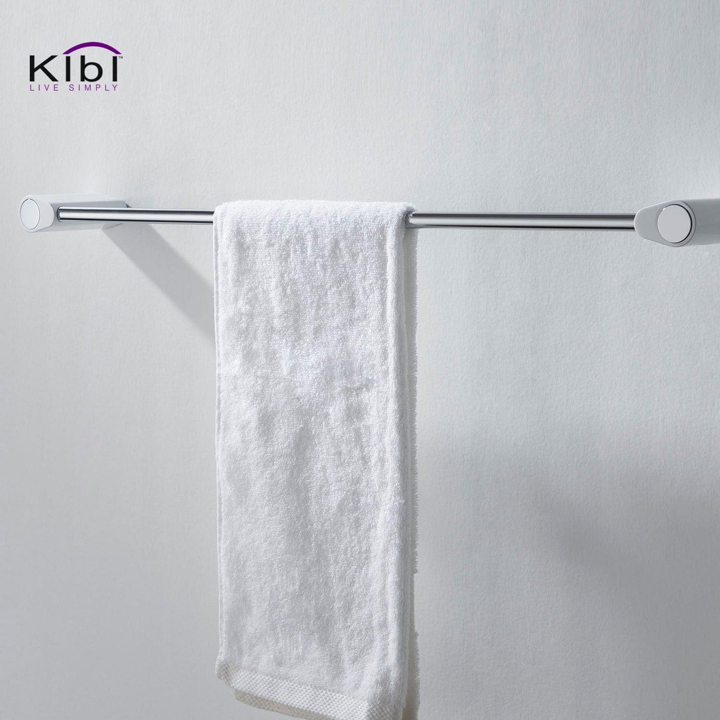 KIBI Volcano 24" Brass Bathroom Towel Bar in Chrome White Finish