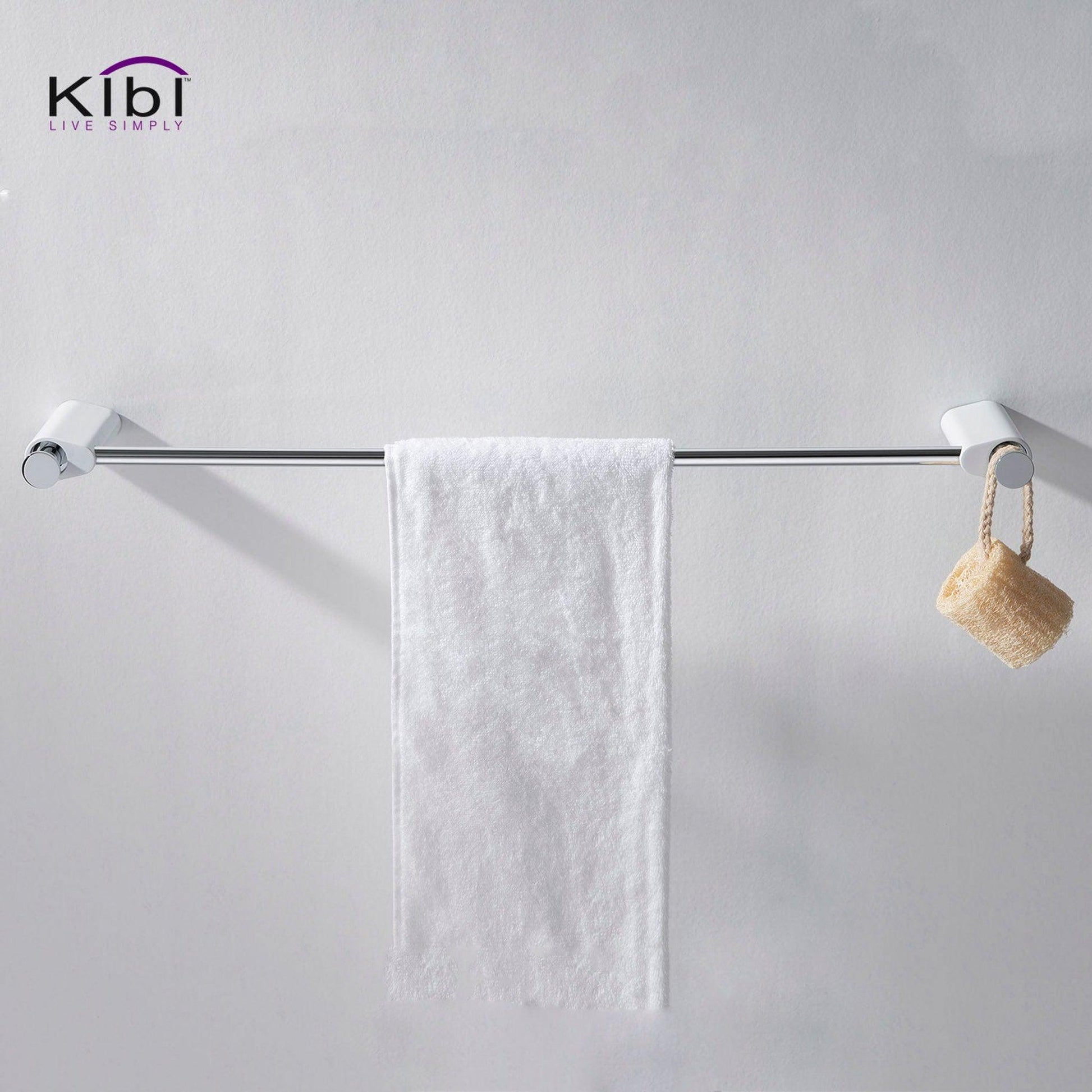 KIBI Volcano 24" Brass Bathroom Towel Bar in Chrome White Finish