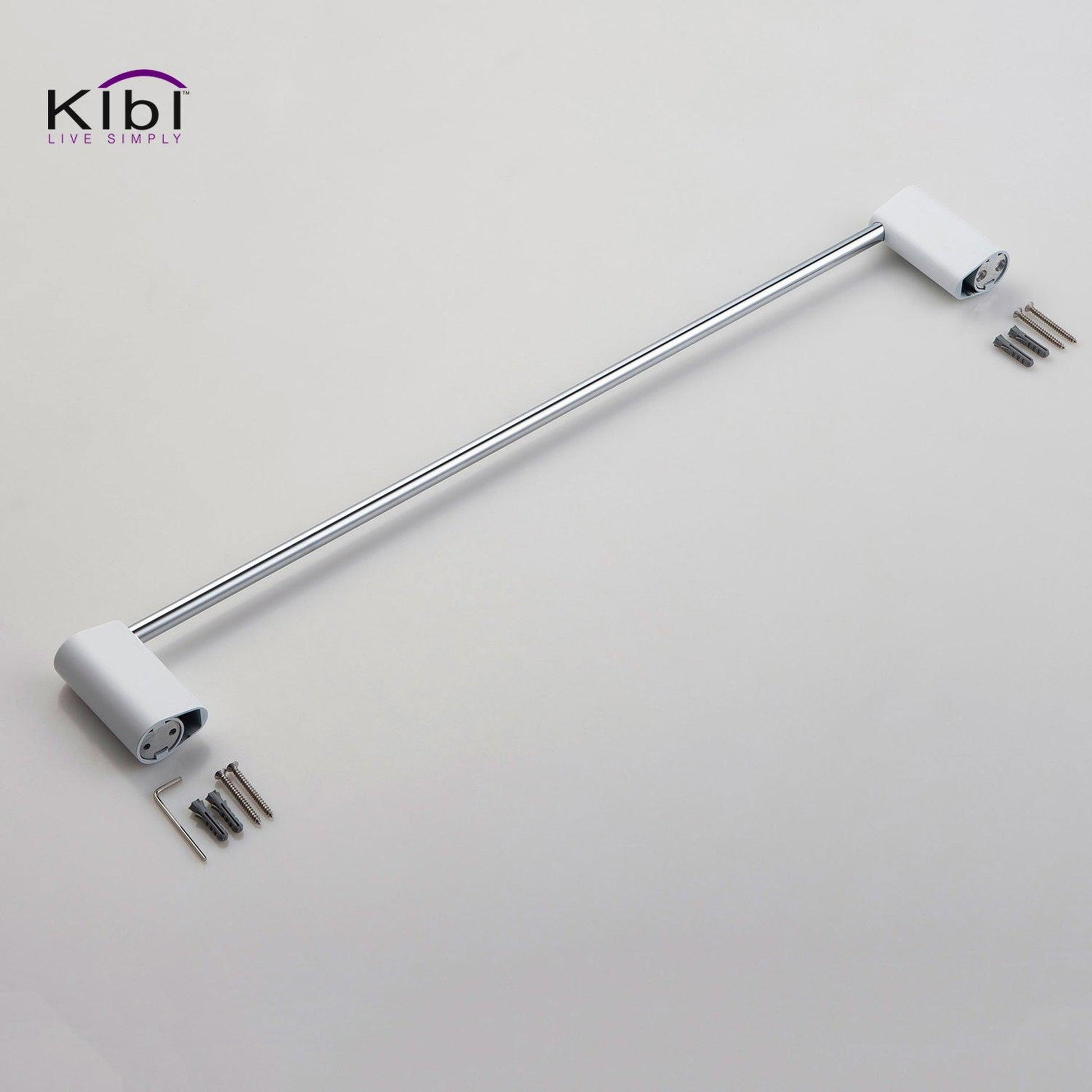 KIBI Volcano 24" Brass Bathroom Towel Bar in Chrome White Finish