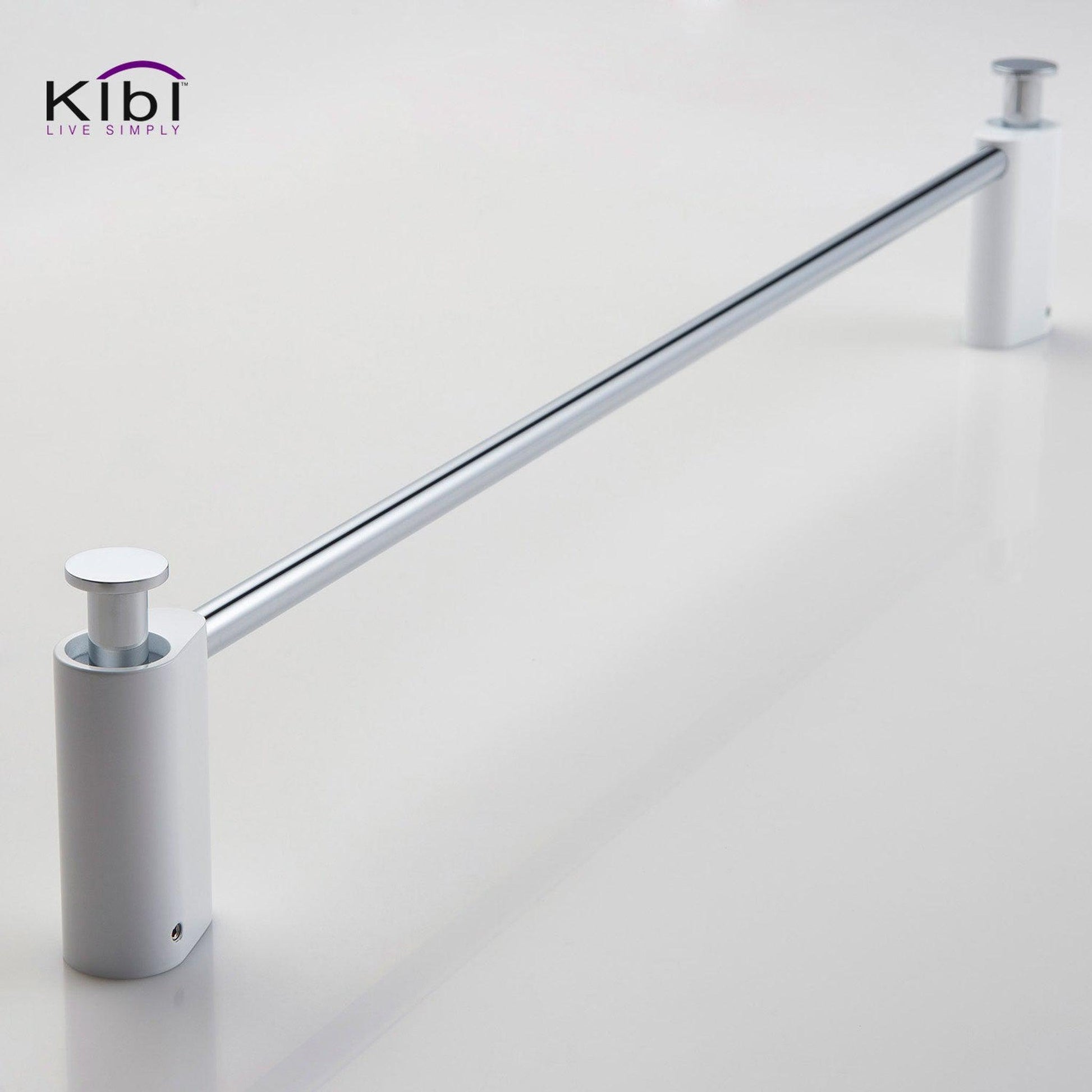 KIBI Volcano 24" Brass Bathroom Towel Bar in Chrome White Finish