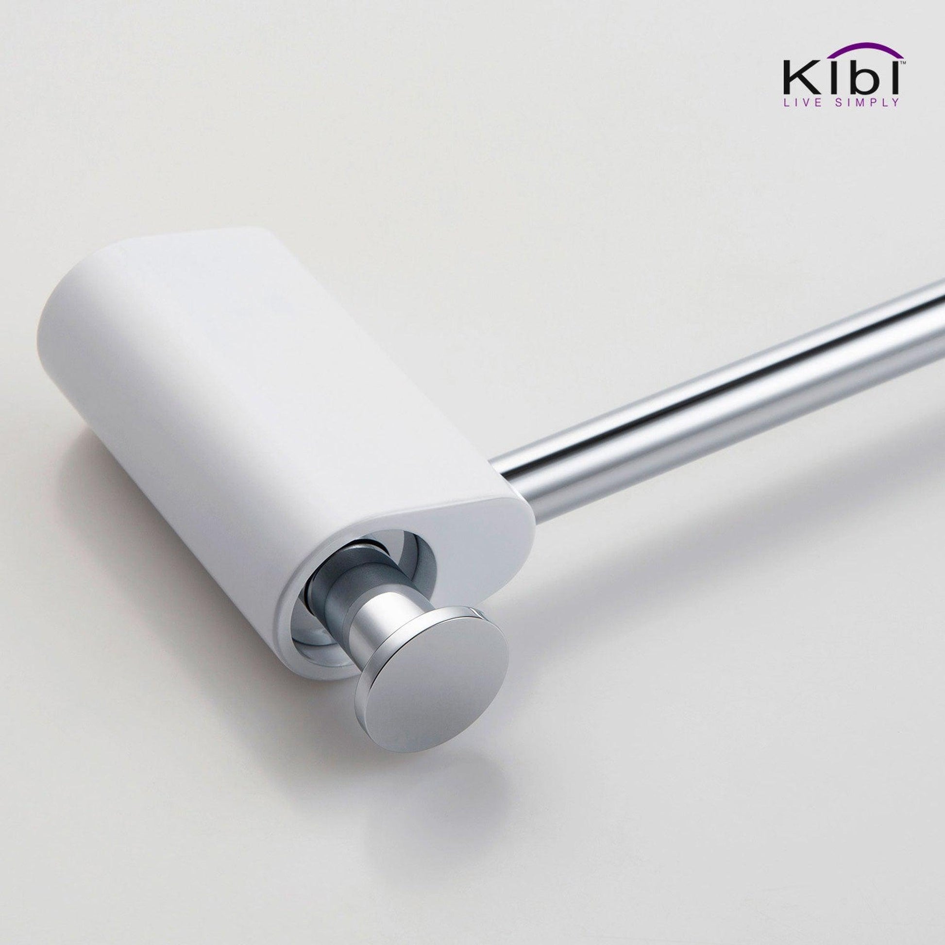 KIBI Volcano 24" Brass Bathroom Towel Bar in Chrome White Finish