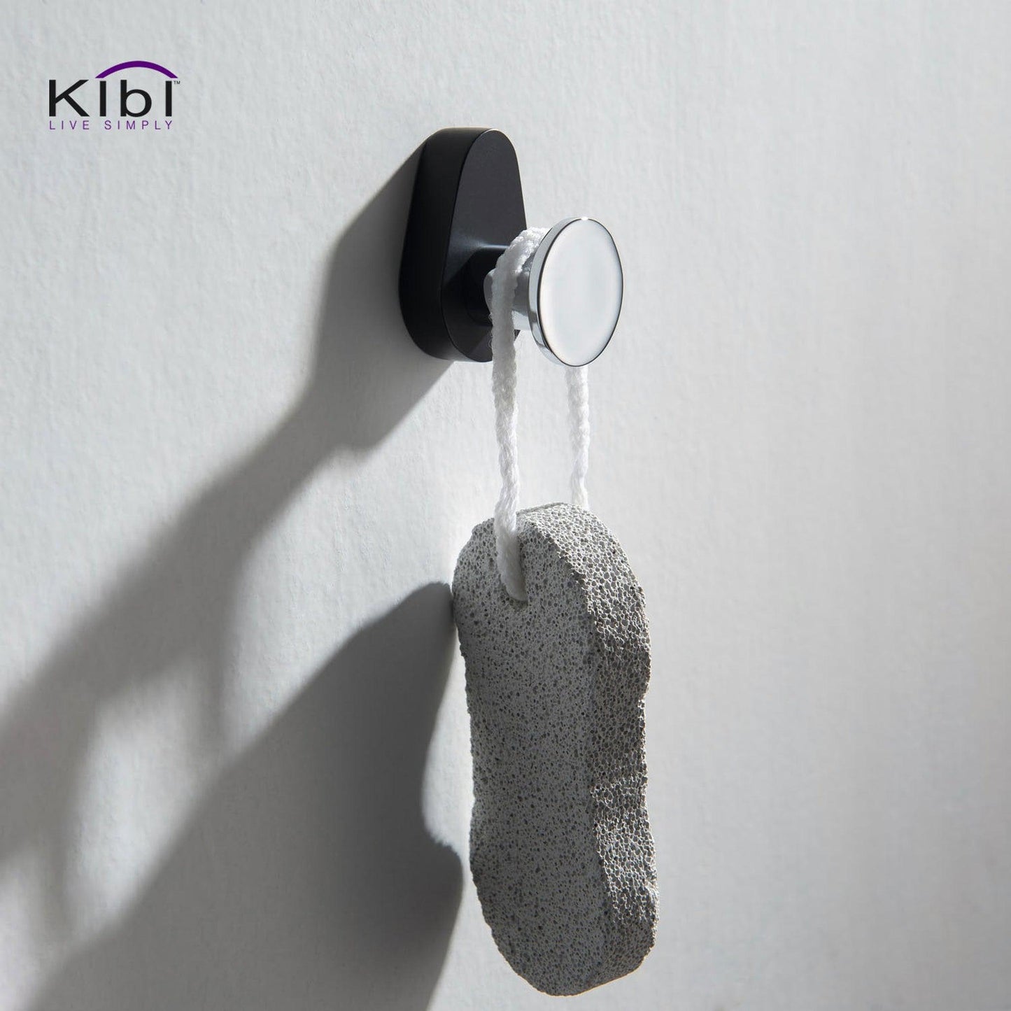 KIBI Volcano Bathroom Robe Hook in Chrome Black Finish