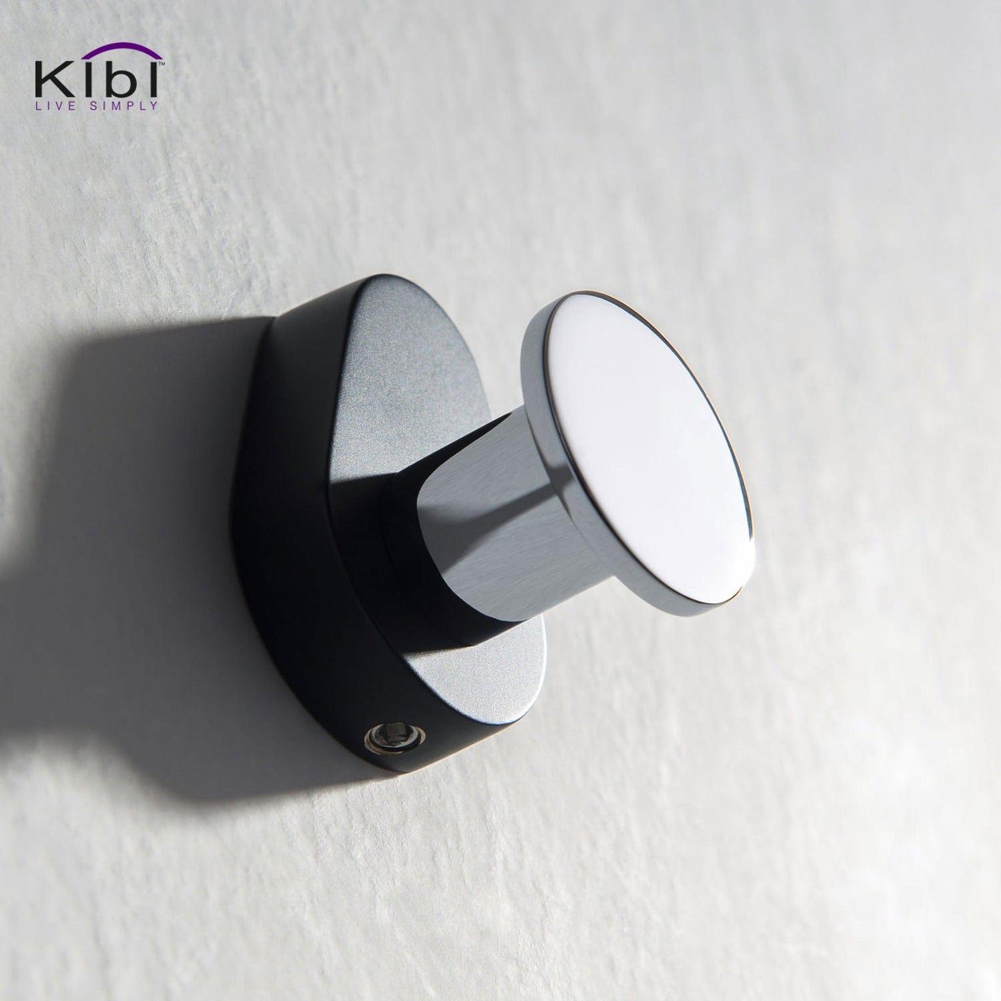 KIBI Volcano Bathroom Robe Hook in Chrome Black Finish