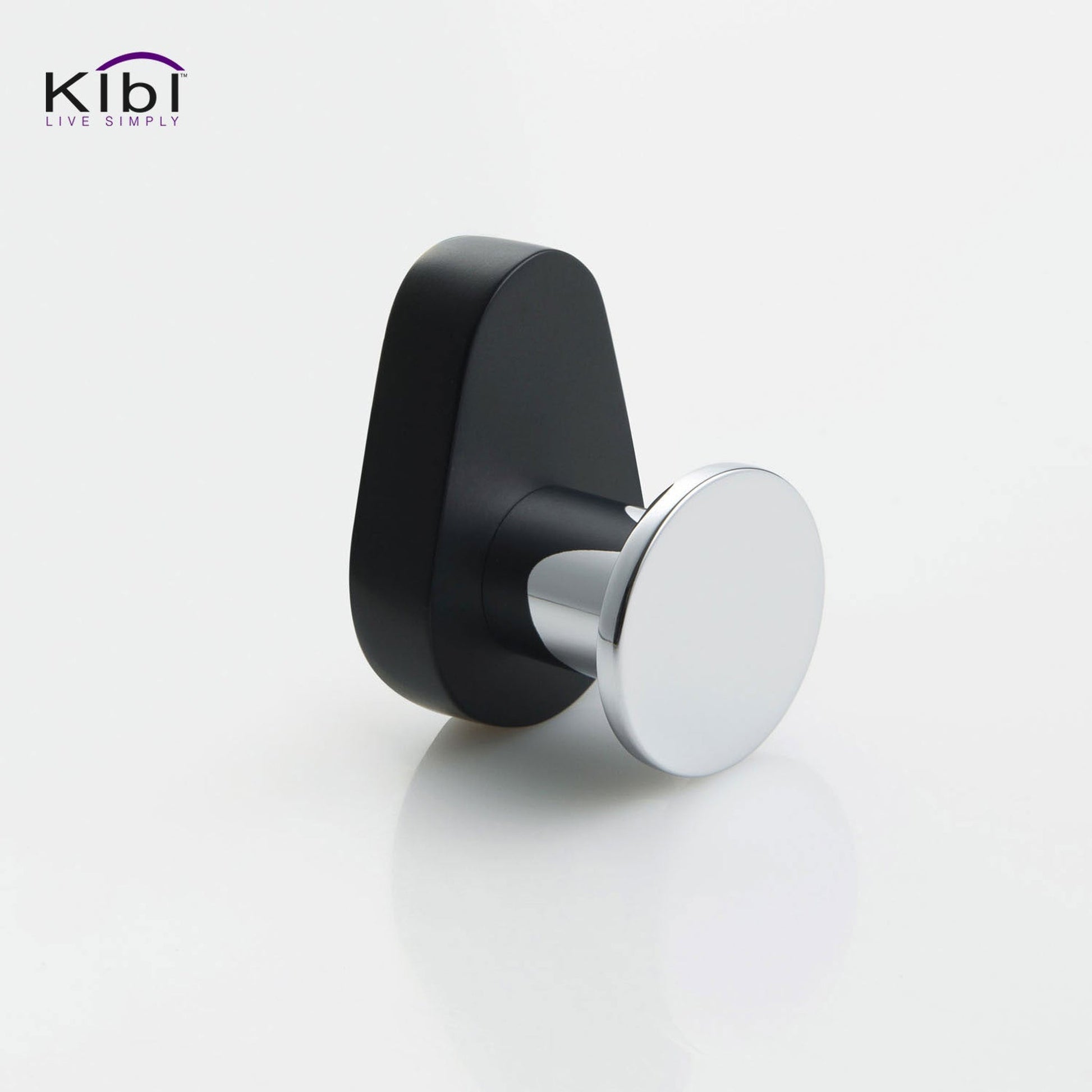 KIBI Volcano Bathroom Robe Hook in Chrome Black Finish