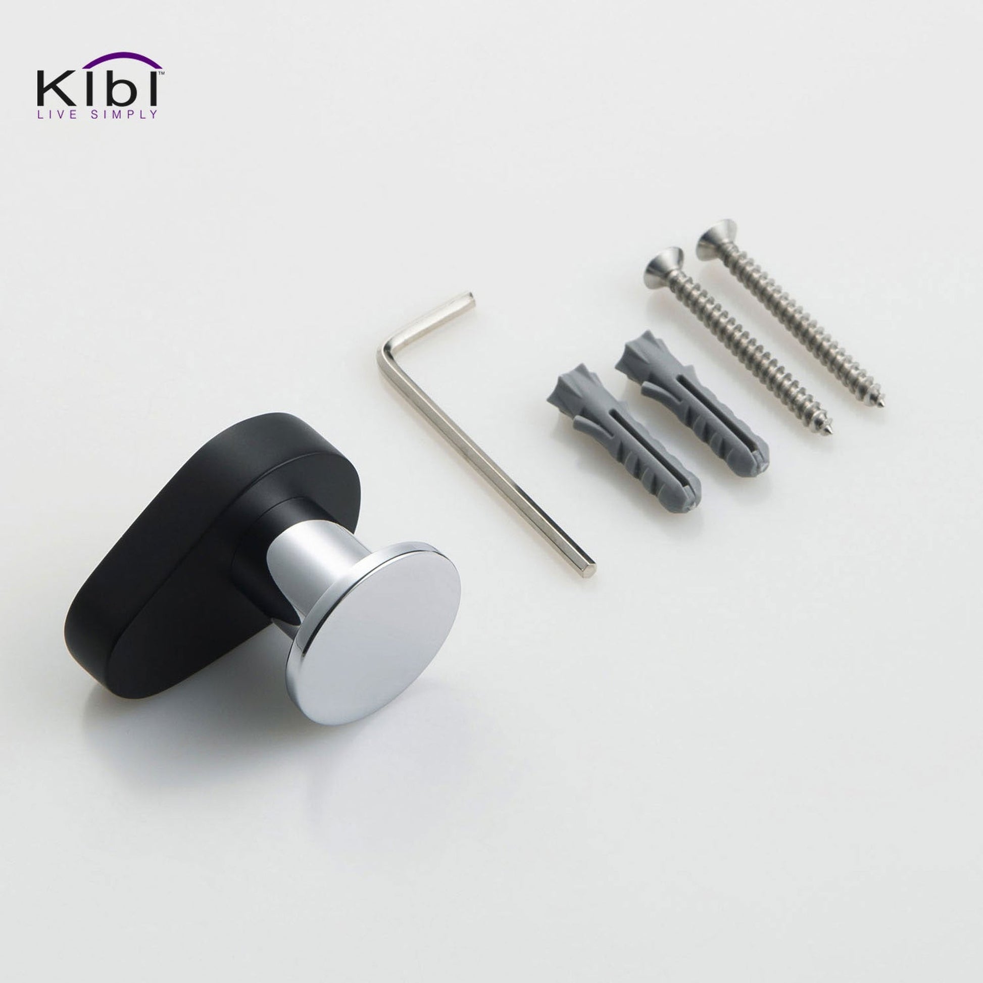 KIBI Volcano Bathroom Robe Hook in Chrome Black Finish