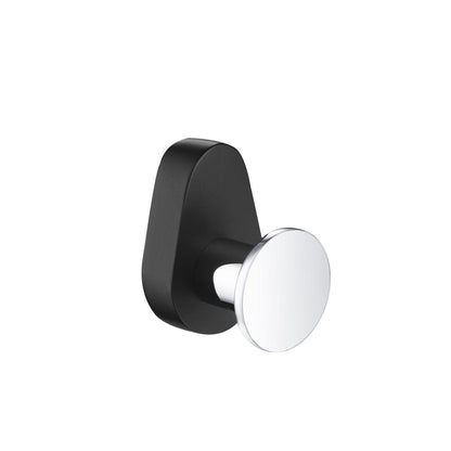 KIBI Volcano Bathroom Robe Hook in Chrome Black Finish