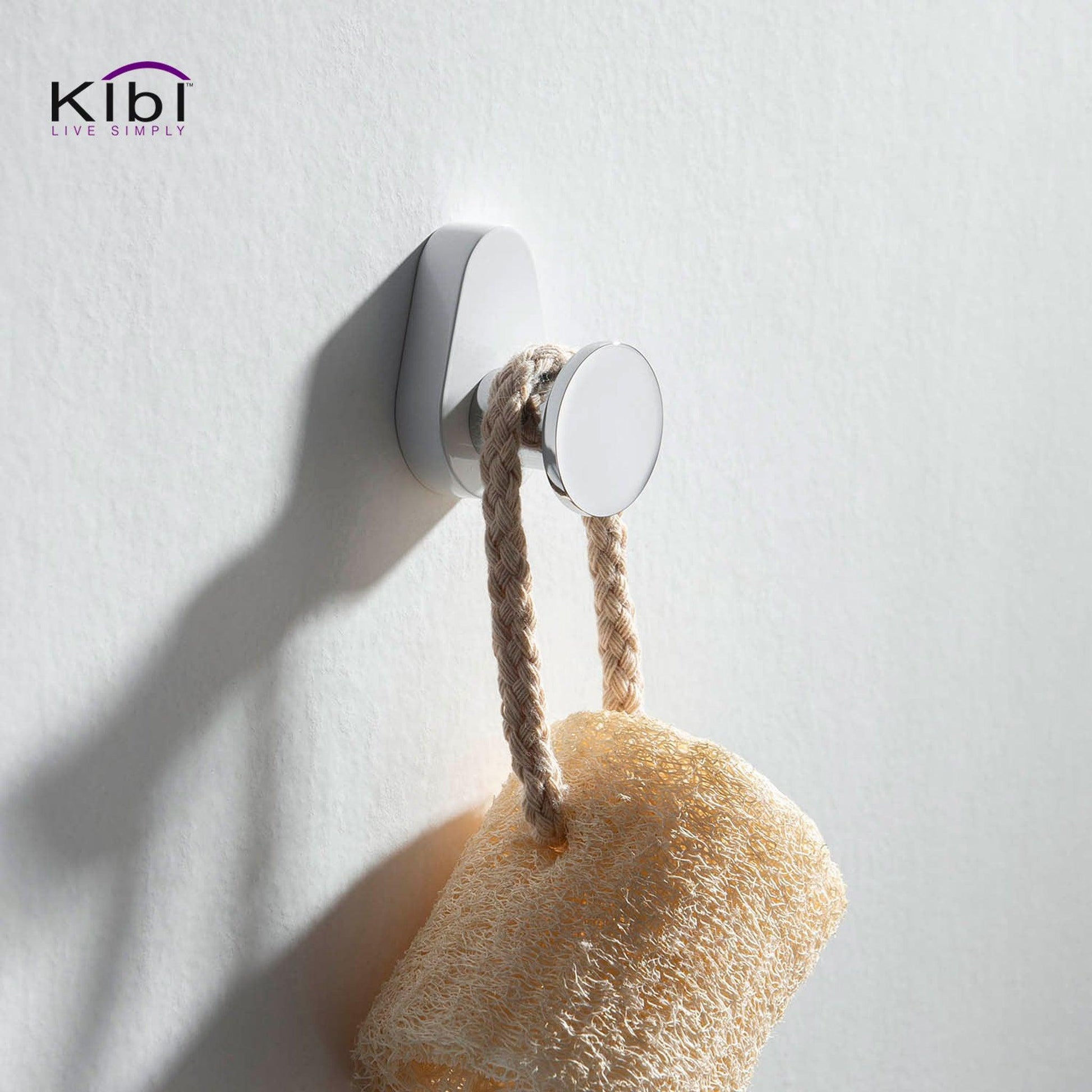 KIBI Volcano Bathroom Robe Hook in Chrome White Finish