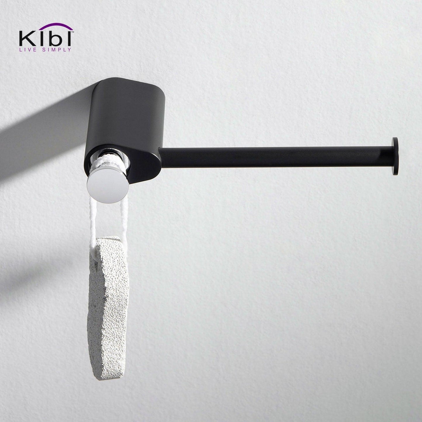 KIBI Volcano Brass Bathroom Tissue Holder in Chrome Black Finish