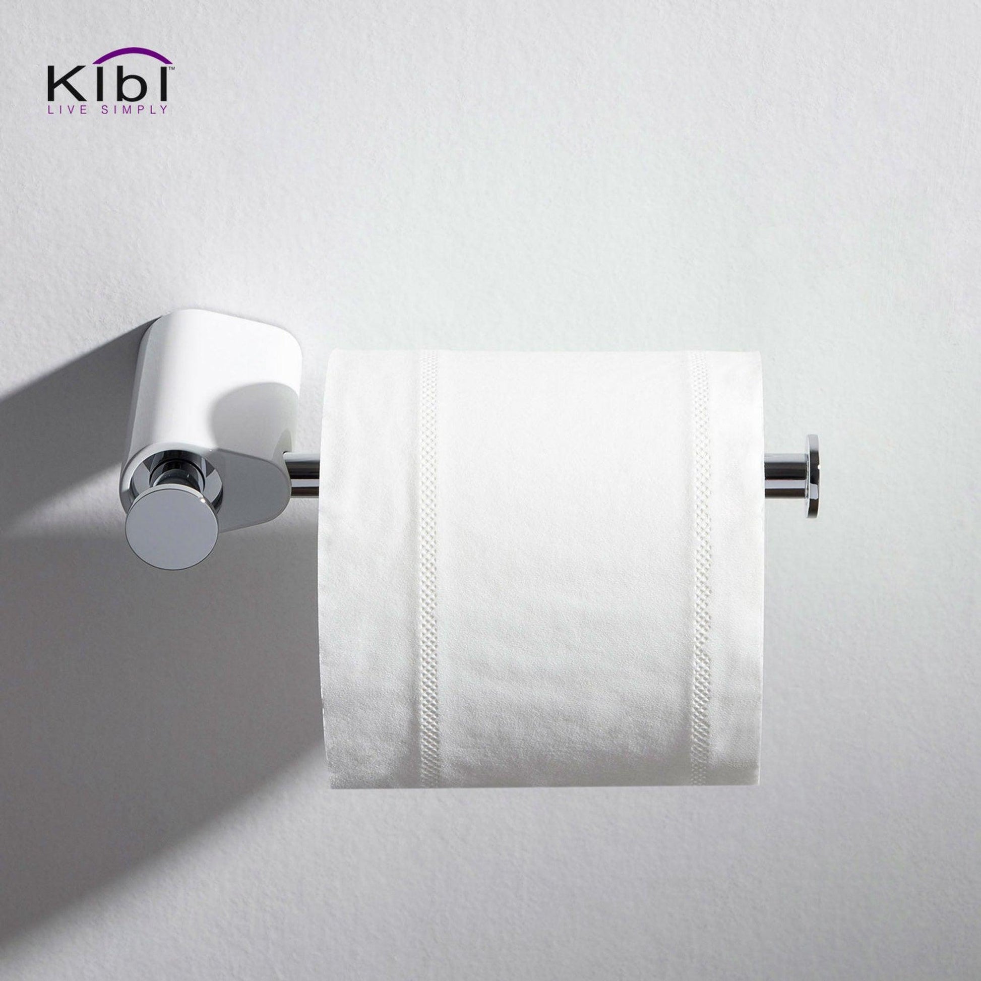 KIBI Volcano Brass Bathroom Tissue Holder in Chrome White Finish