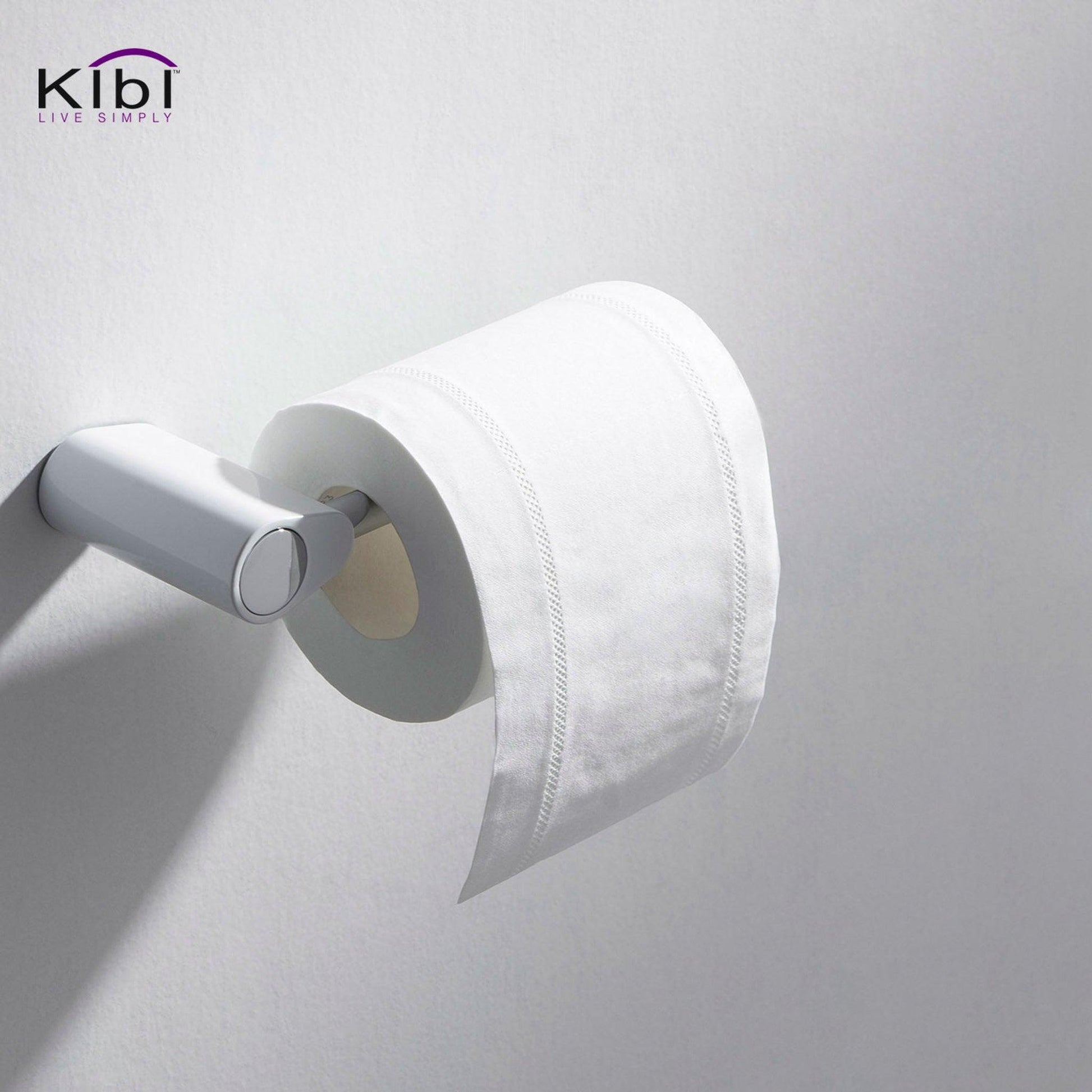KIBI Volcano Brass Bathroom Tissue Holder in Chrome White Finish