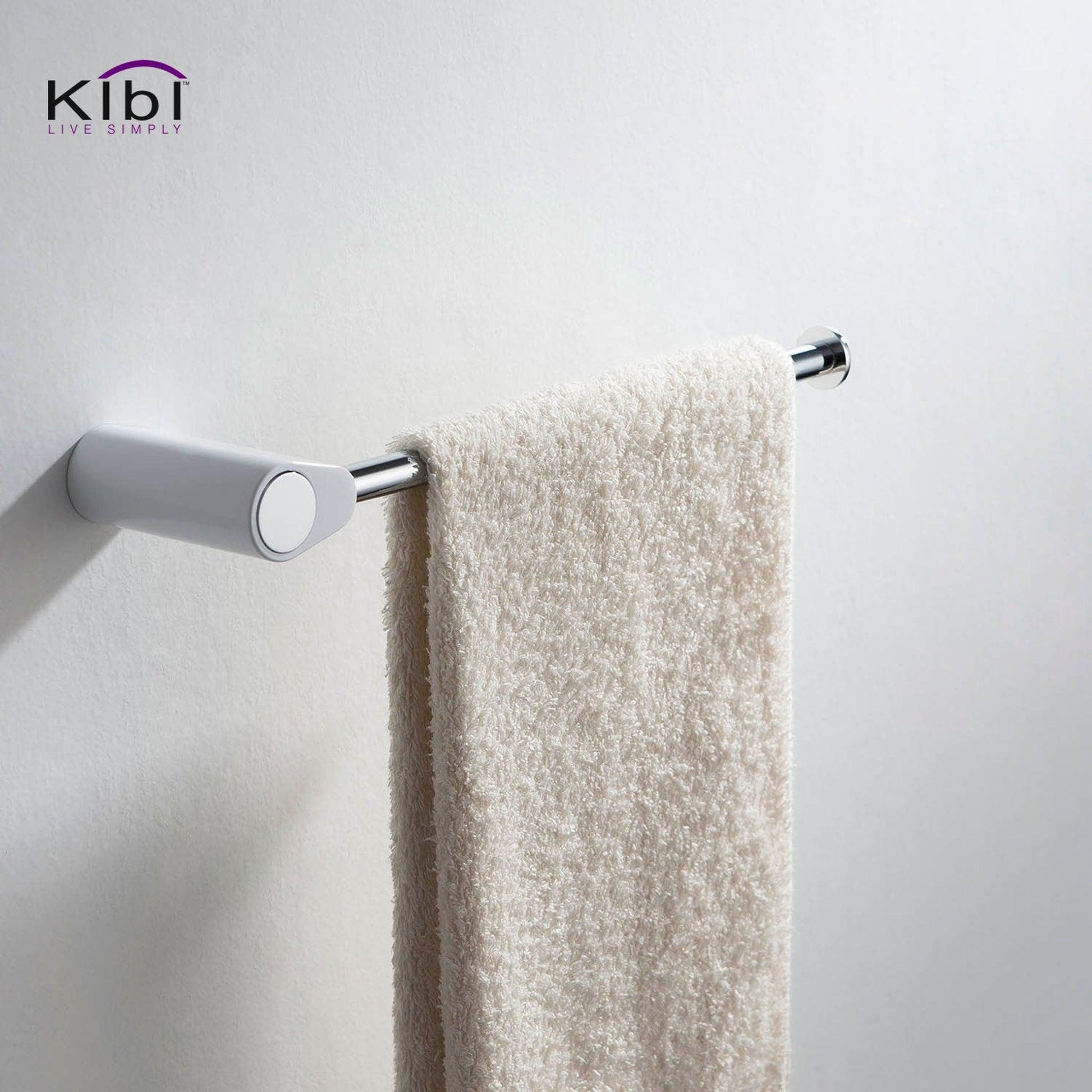 KIBI Volcano Brass Bathroom Towel Ring in Chrome White Finish