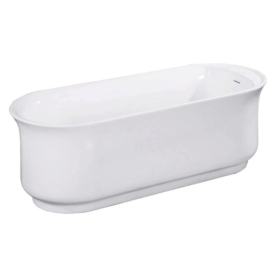 Kingston Brass Aqua Eden 66" x 28" White Acrylic Freestanding Bathtub With Drain and Overflow